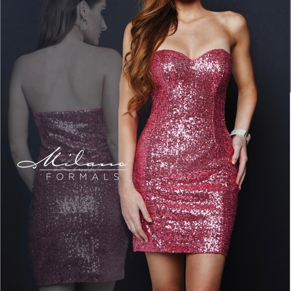 Hot pink sequin party dress